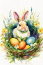 Easter bunny in watercolor