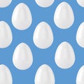 White easter eggs seamless blue pattern background Royalty Free Stock Photo