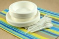 Eco-friendly disposable plates bowls and cultery Royalty Free Stock Photo