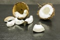 White edible part of the fruit of a coconut Cocos nucifera.