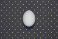 Flat lay of one egg on dark polka background