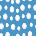White egg on blue background watercolor seamless pattern Royalty Free Stock Photo