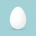 White egg is centered against a pale blue background, casting a soft Royalty Free Stock Photo