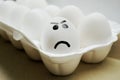 White egg with painted angry face in the tray Royalty Free Stock Photo