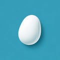 White egg shaped object with subtle line patterns on a solid blue background Royalty Free Stock Photo