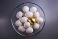 White eggs and Golden egg Royalty Free Stock Photo