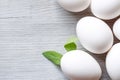 White eggs, one with easter rabbit ears, funny easter concept Royalty Free Stock Photo