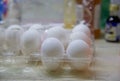 White eggs in plastic egg carton Royalty Free Stock Photo