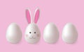 White eggs and a rabbit Easter egg Royalty Free Stock Photo