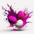 White eggs with splash magenta paint, Holiday draw eggs