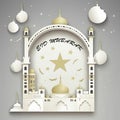 White eid mubarak greetings background with stars, created using generative ai tools Royalty Free Stock Photo