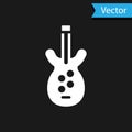 White Electric bass guitar icon isolated on black background. Vector Royalty Free Stock Photo