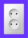 White electric double socket