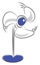 White electric fan on a blue stand vector illustration