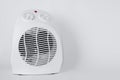 White electric fan heater close-up on white background Royalty Free Stock Photo