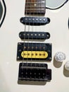 white electric guitar only partially visible Royalty Free Stock Photo