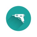 White Electric hot glue gun icon isolated with long shadow. Hot pistol glue. Hot repair work appliance silicone. Green Royalty Free Stock Photo