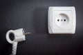 White electric plug and socket Royalty Free Stock Photo