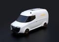 White electric powered delivery van on black background