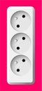 White electric triple socket