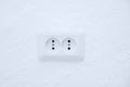 White electrical outlet without grounding against background of the wall of the room Royalty Free Stock Photo
