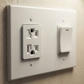 White electrical outlet and light switch on a wall Royalty Free Stock Photo
