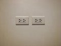 White electrical outlet two sets install on white background. Royalty Free Stock Photo