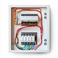 Electrical panel wiring distribution system components box  isolated on white background Royalty Free Stock Photo