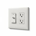 White Electrical Light Switch and Outlet Plate on White Wall socket power Royalty Free Stock Photo