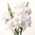 White Elegance A Digital Watercolor Painting Of Gladiolus Flowers