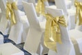 White elegance luxury wooden chairs in wedding ceremony