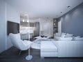 White elegant studio apartment Royalty Free Stock Photo