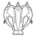 White elephant Airavata with many heads in hindu mythology, abhra-matanga or naga-malla elephant