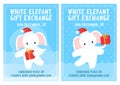 White elephant gift exchange Christmas game party invitation set.