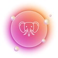 White Elephant icon isolated on white background. Orange and pink gradient circle background. Vector Royalty Free Stock Photo