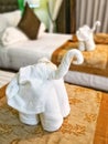 White elephant towel origami art