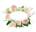 White ellips and watercolor roses Royalty Free Stock Photo