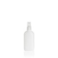 White elliptical medium PEHD bottle container with spray pump on white background. Packaging of antiseptic. Template of a bottle Royalty Free Stock Photo