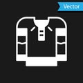 White Embroidered shirt icon isolated on black background. National ukrainian clothing. Vector