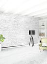 White empty bedroom minimal style Interior design with wood wall and copyspace. 3D Rendering.