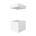 White empty box with an open lid isolated on a white background Royalty Free Stock Photo