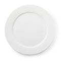 White empty ceramic plate, top view of an isolated