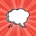 White empty comic speech bubble with halftone dot shadow on red background in pop art style. Vector Royalty Free Stock Photo