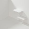 White empty cube shelf in the empty room, 3d rendering