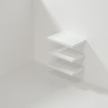 White empty cube shelf in the empty room, 3d rendering Royalty Free Stock Photo