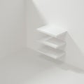 White empty cube shelf in the empty room, 3d rendering