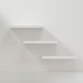 White empty cube shelf in the empty room, 3d rendering