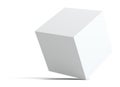 A white empty cube stands on the corner