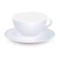 White empty cup mockup on plate vector design. Isolated on white background. Royalty Free Stock Photo