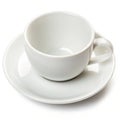 Empty white cup on plate isolated Royalty Free Stock Photo